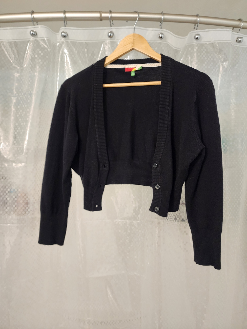 Black Cropped Button-Front Women’s Sweater Cardigan
